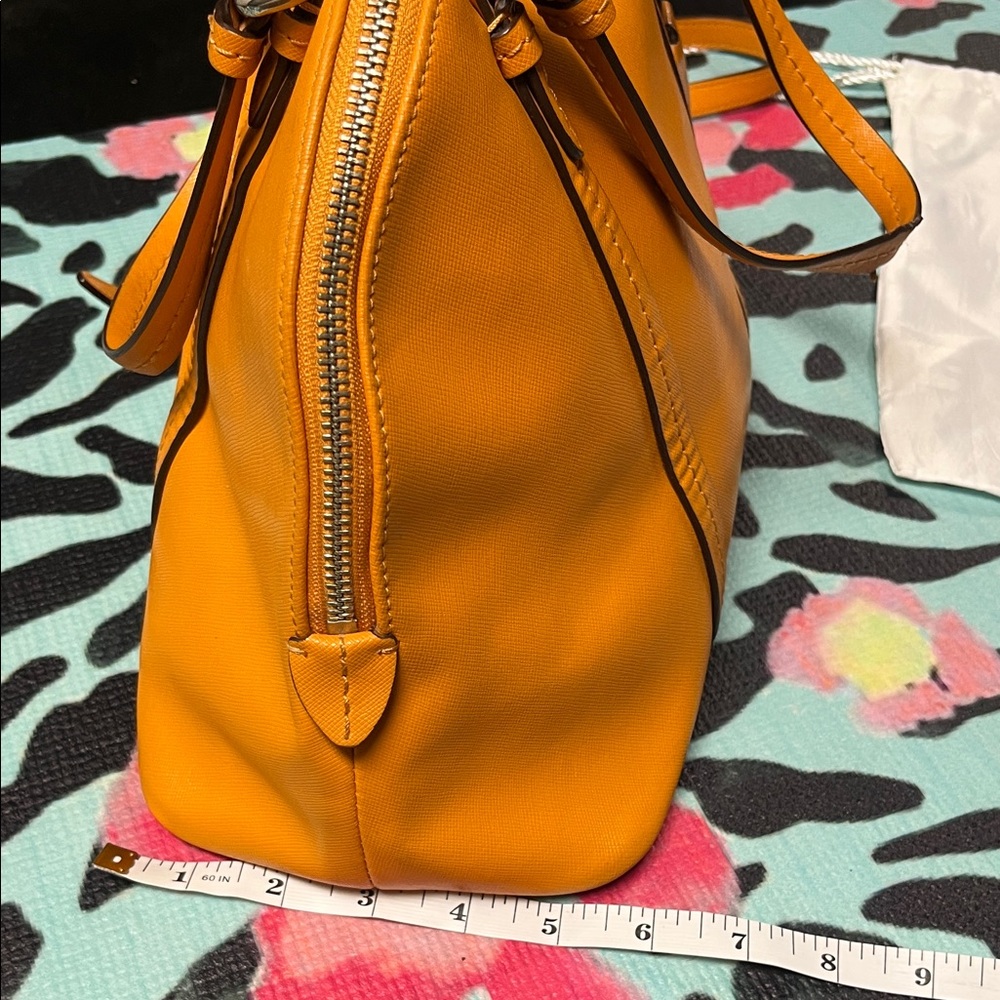 Coach Peyton Cora Domed Satchel Orange Saffiano Leather Crossbody Bag F25671 - Picture 7 of 16